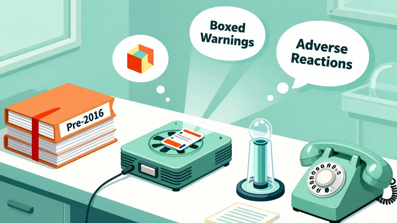 Retro-futuristic desk with tools for navigating FDA safety communications