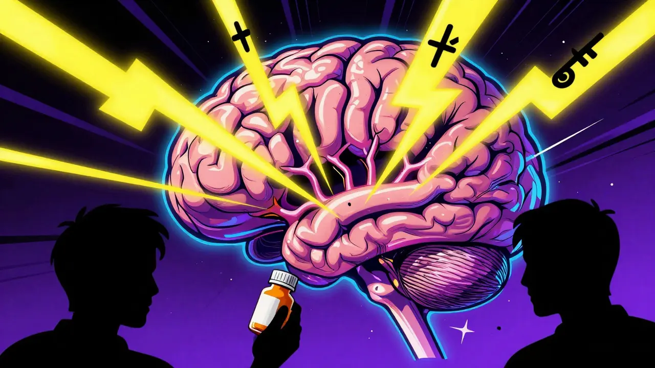 Chaotic brain illustration representing serotonin syndrome risk