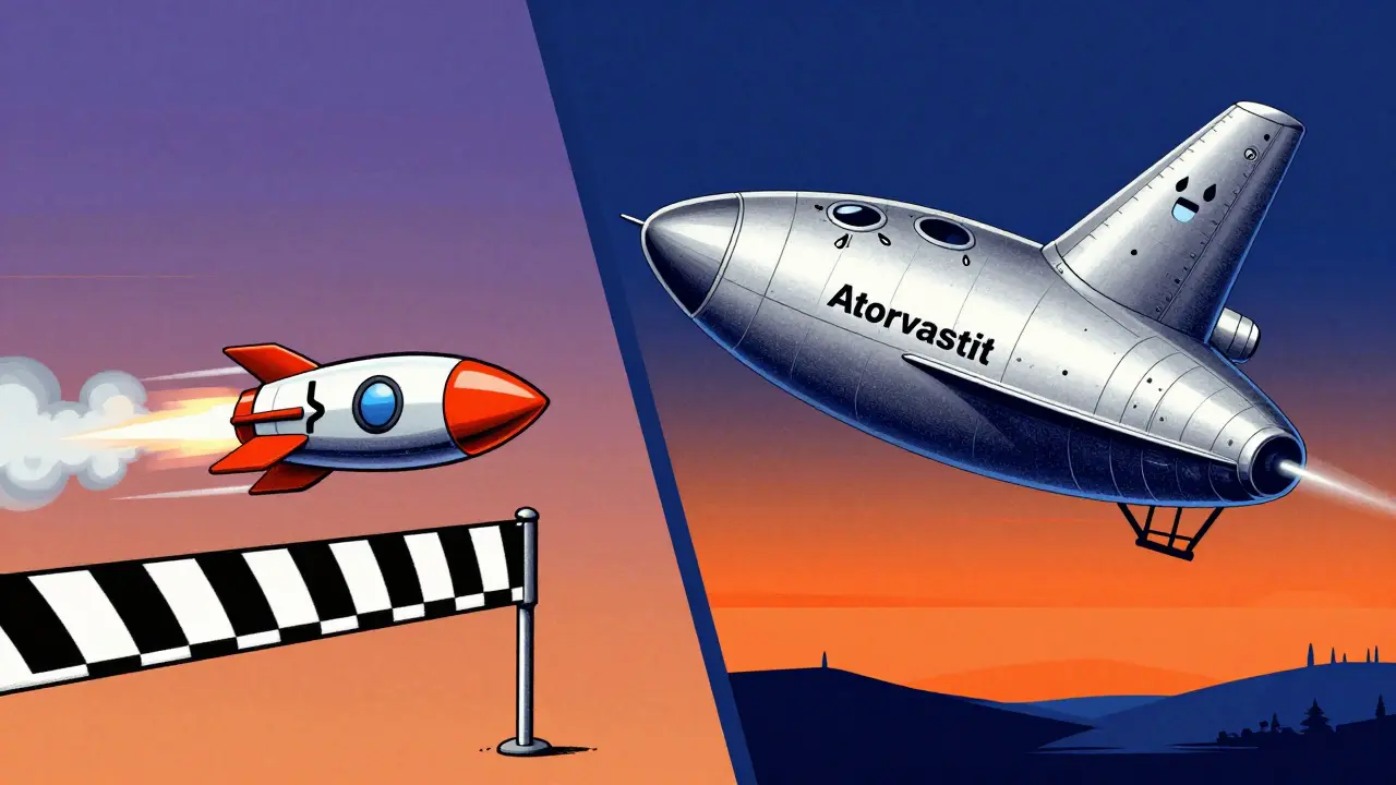 Rocket vs spaceship illustrating short vs long acting statins