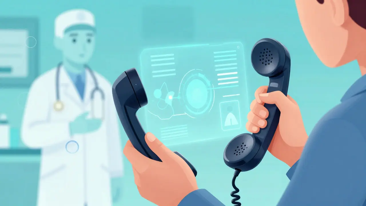 Parent calling poison control with holographic medical guide in retro-futuristic style
